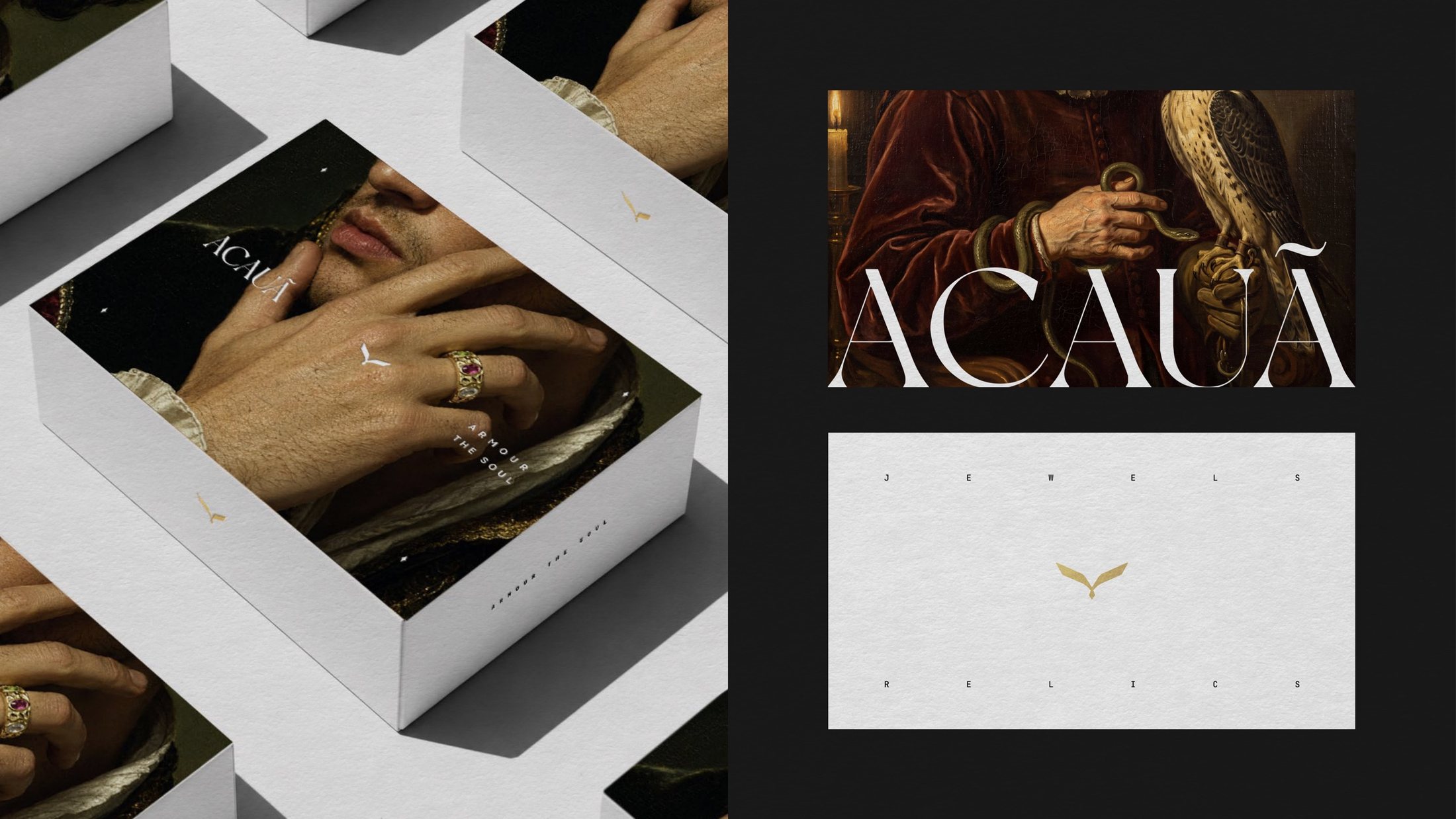 Acauã packaging and the falcon mark