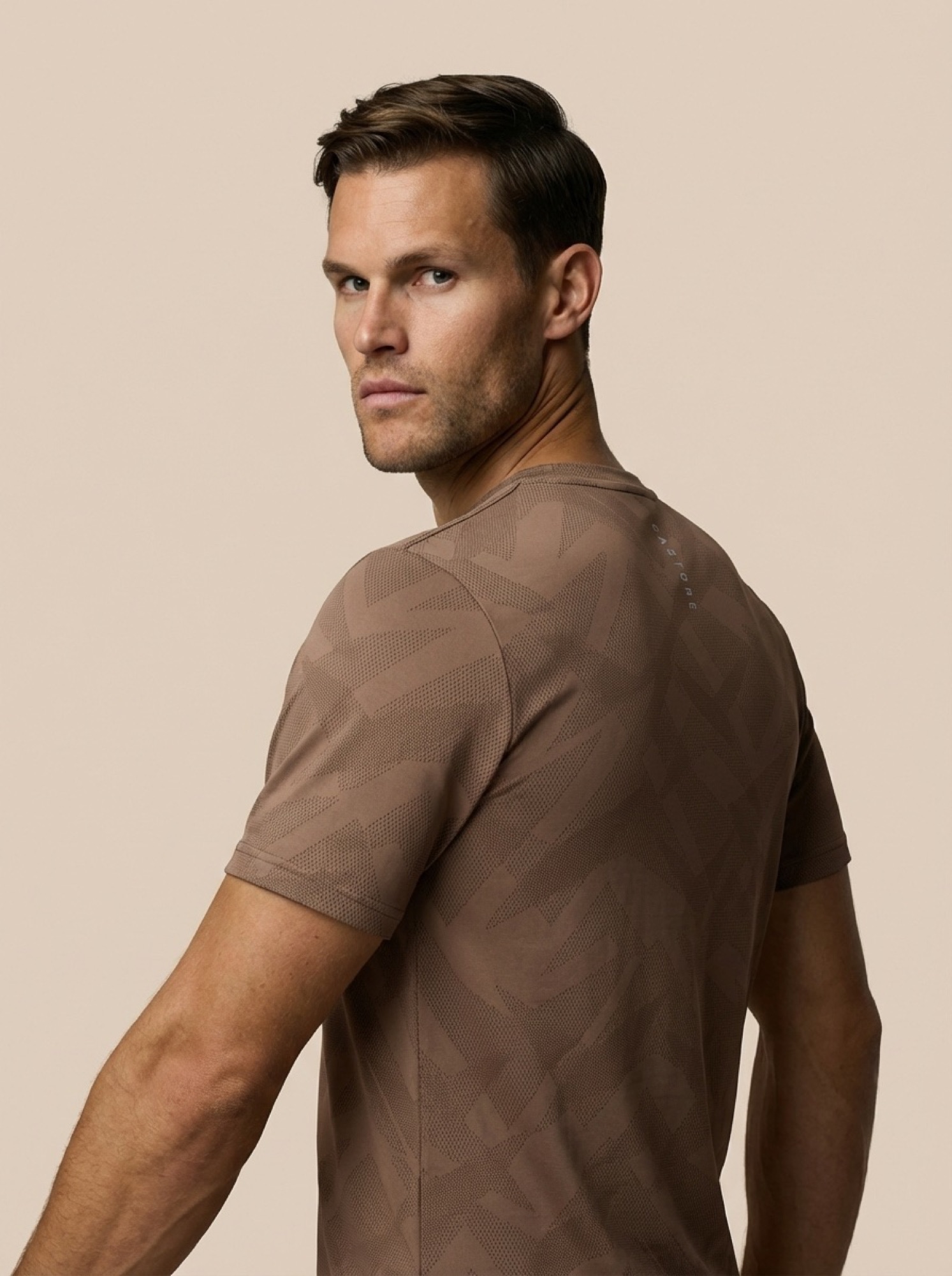 Castore knit tee, side profile