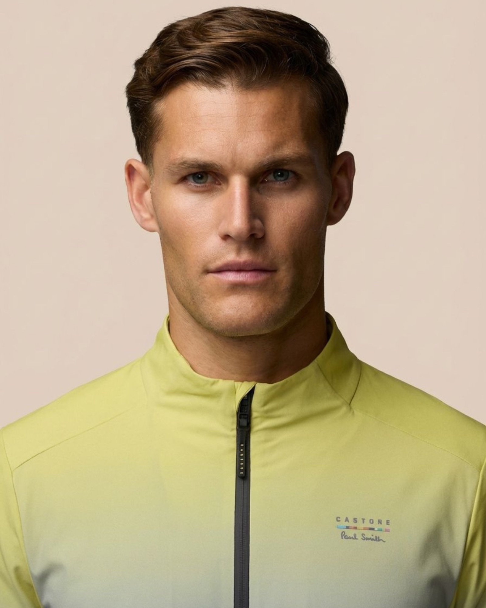 Castore x Paul Smith zip top in acid yellow
