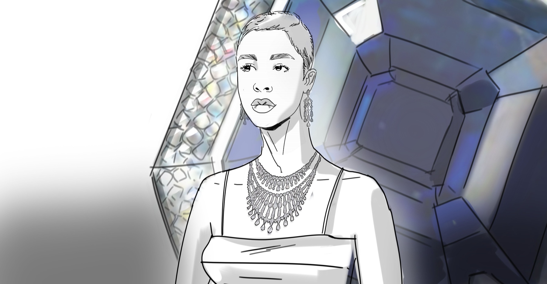 Storyboard, CGI gem environment around the model