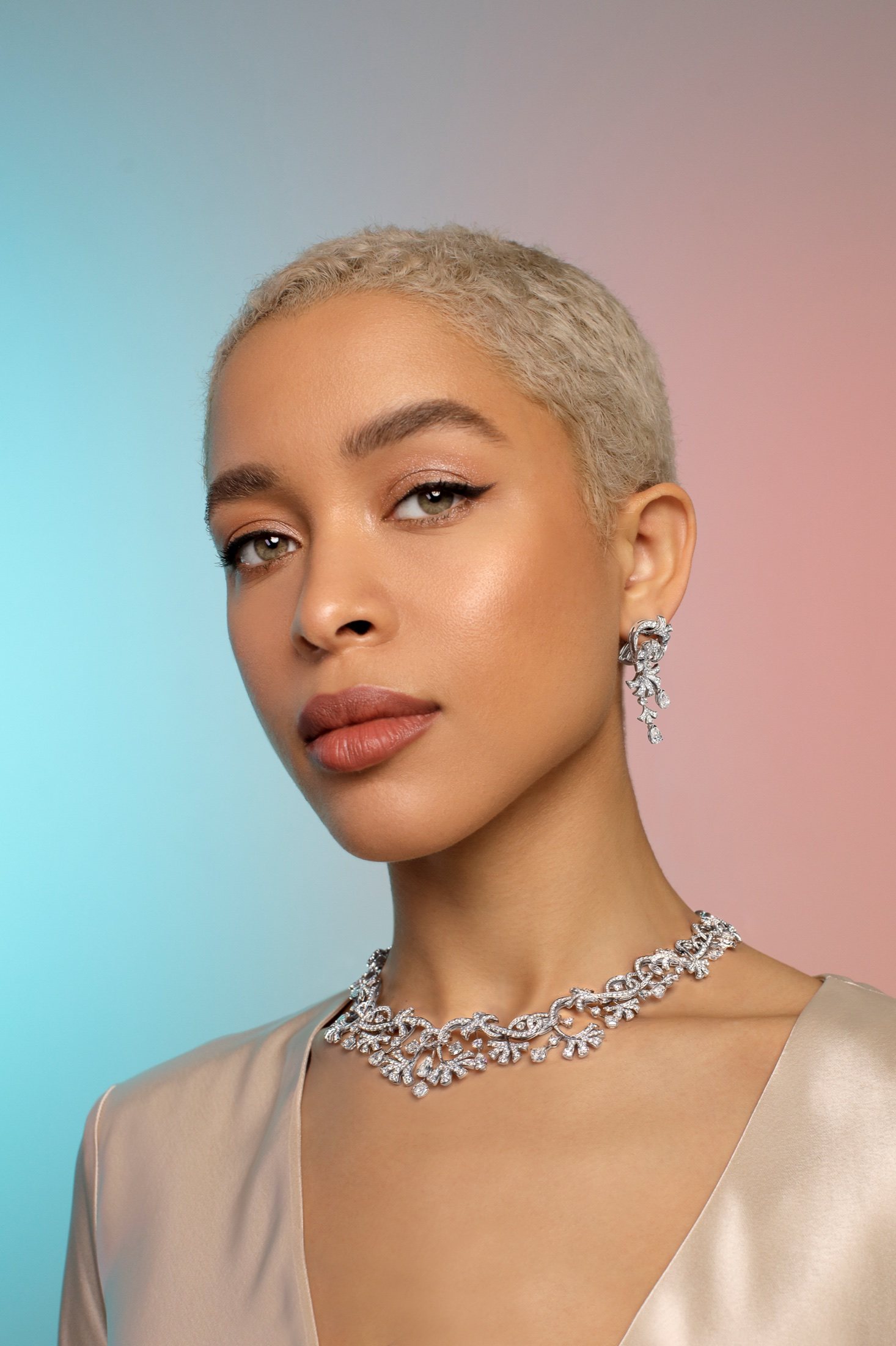 Diamond collar on a blue gradient