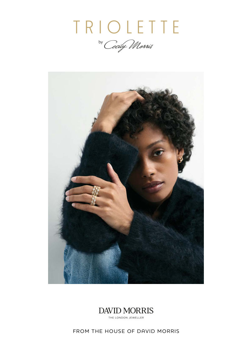 Triolette portrait advertising layout, full lockup
