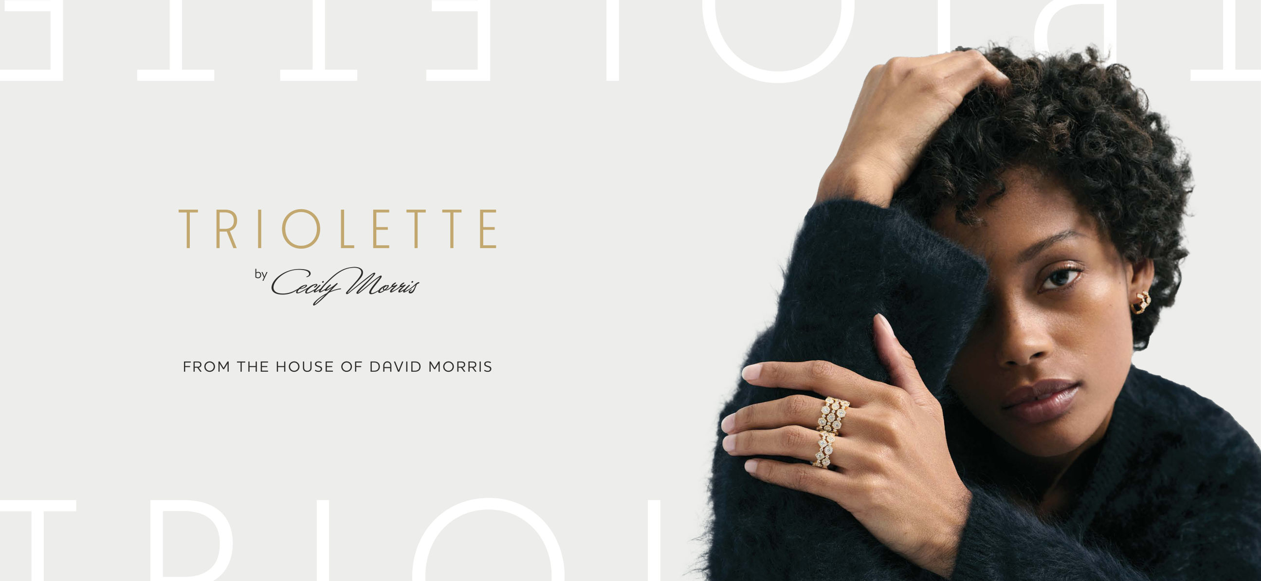 Triolette landscape advertising layout, oversized wordmark treatment
