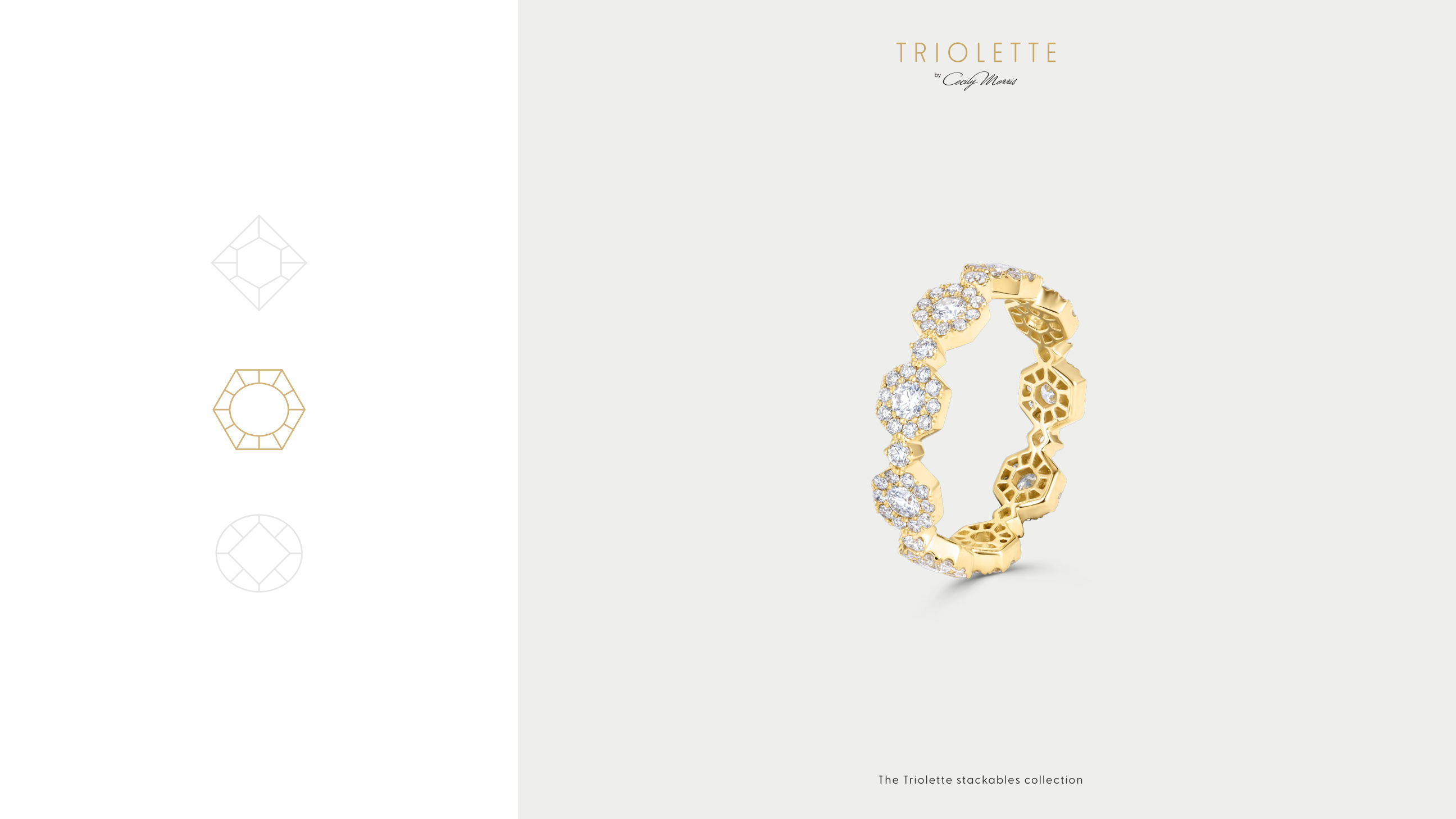 Triolette motif geometry with the diamond eternity band
