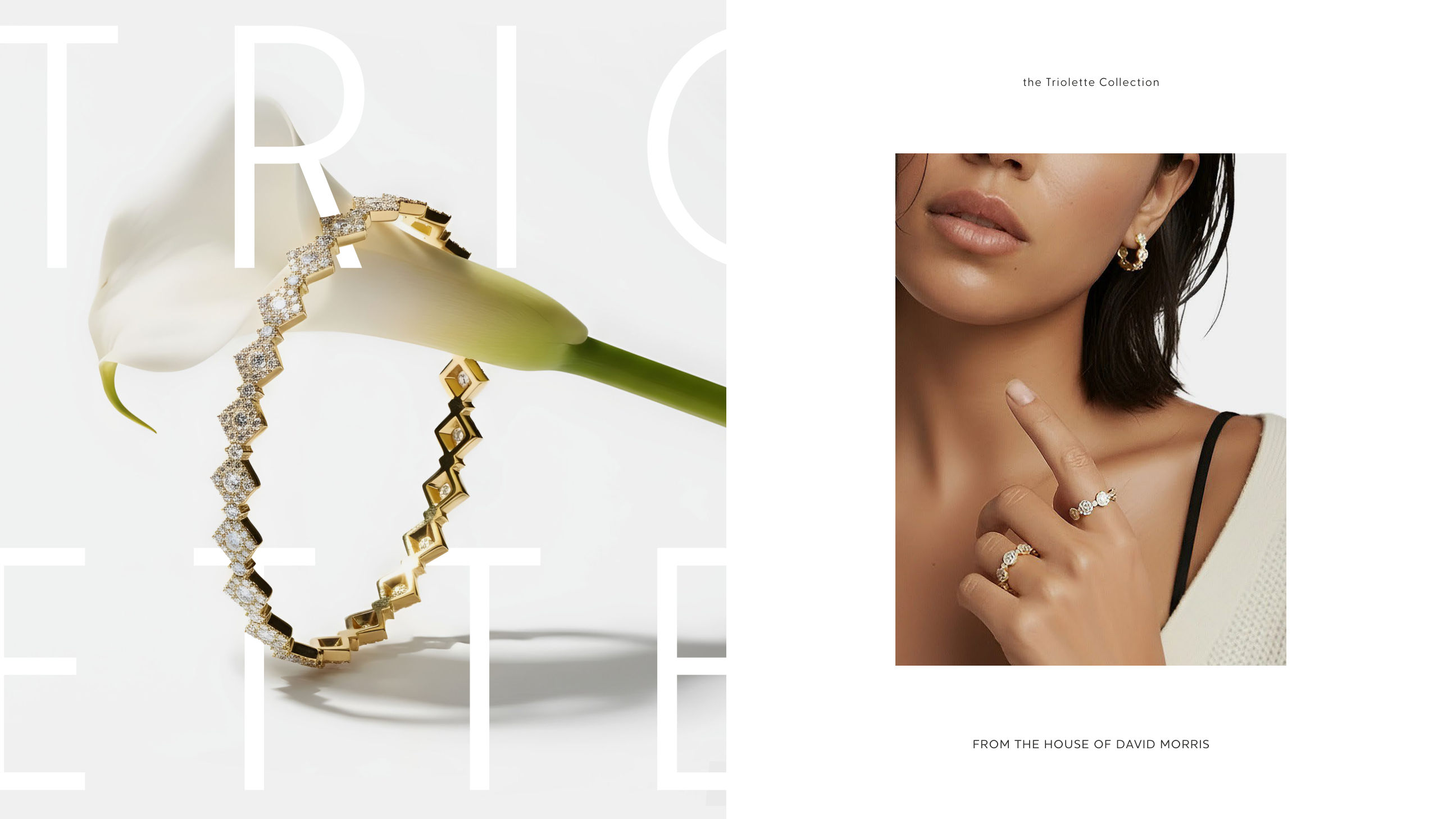 Triolette bracelet with calla lily, alongside the collection editorial