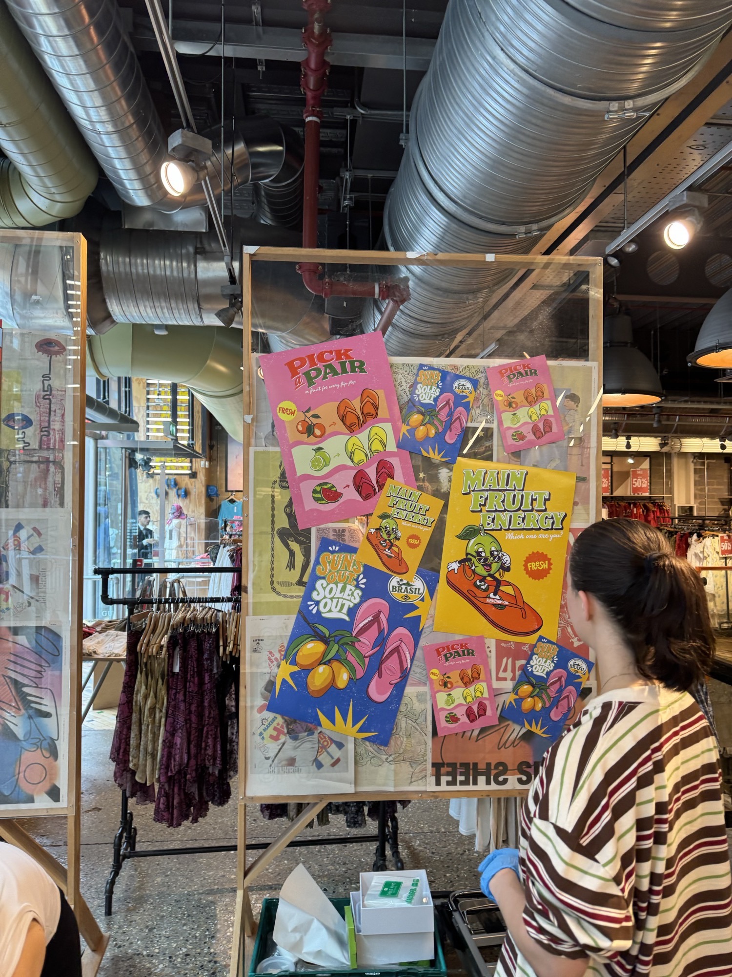 The sticker sheet being installed in the Oxford Street store