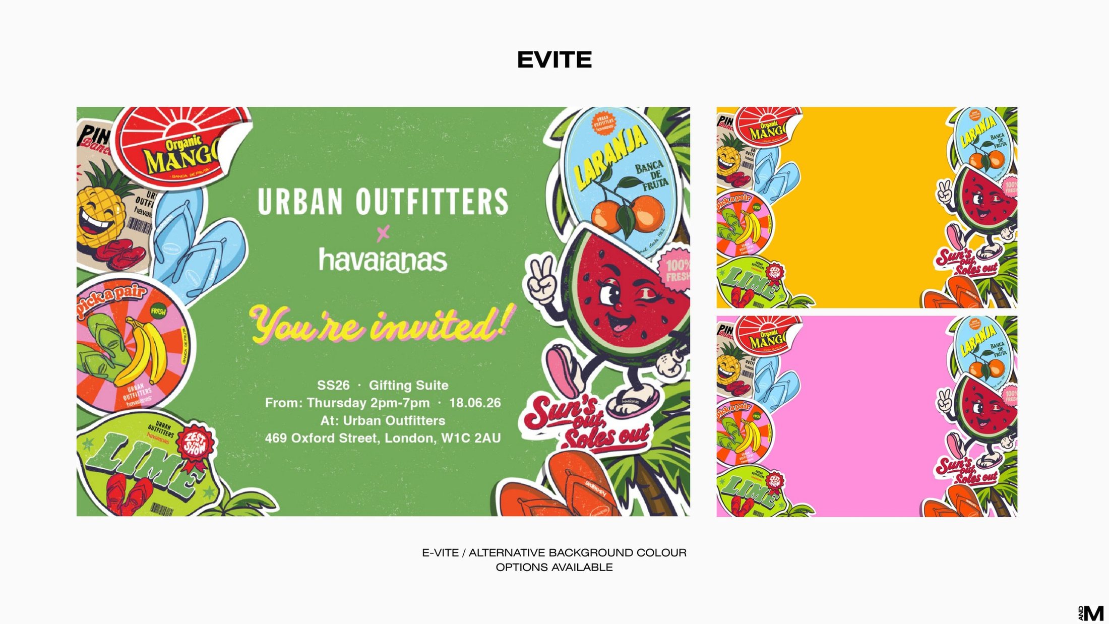 The e-vite and its colourway options