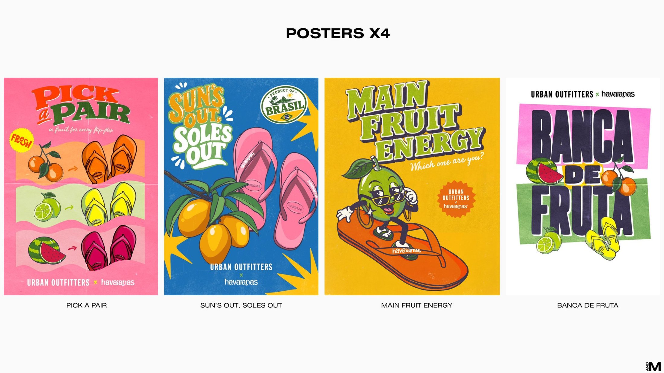 The four campaign posters, branded