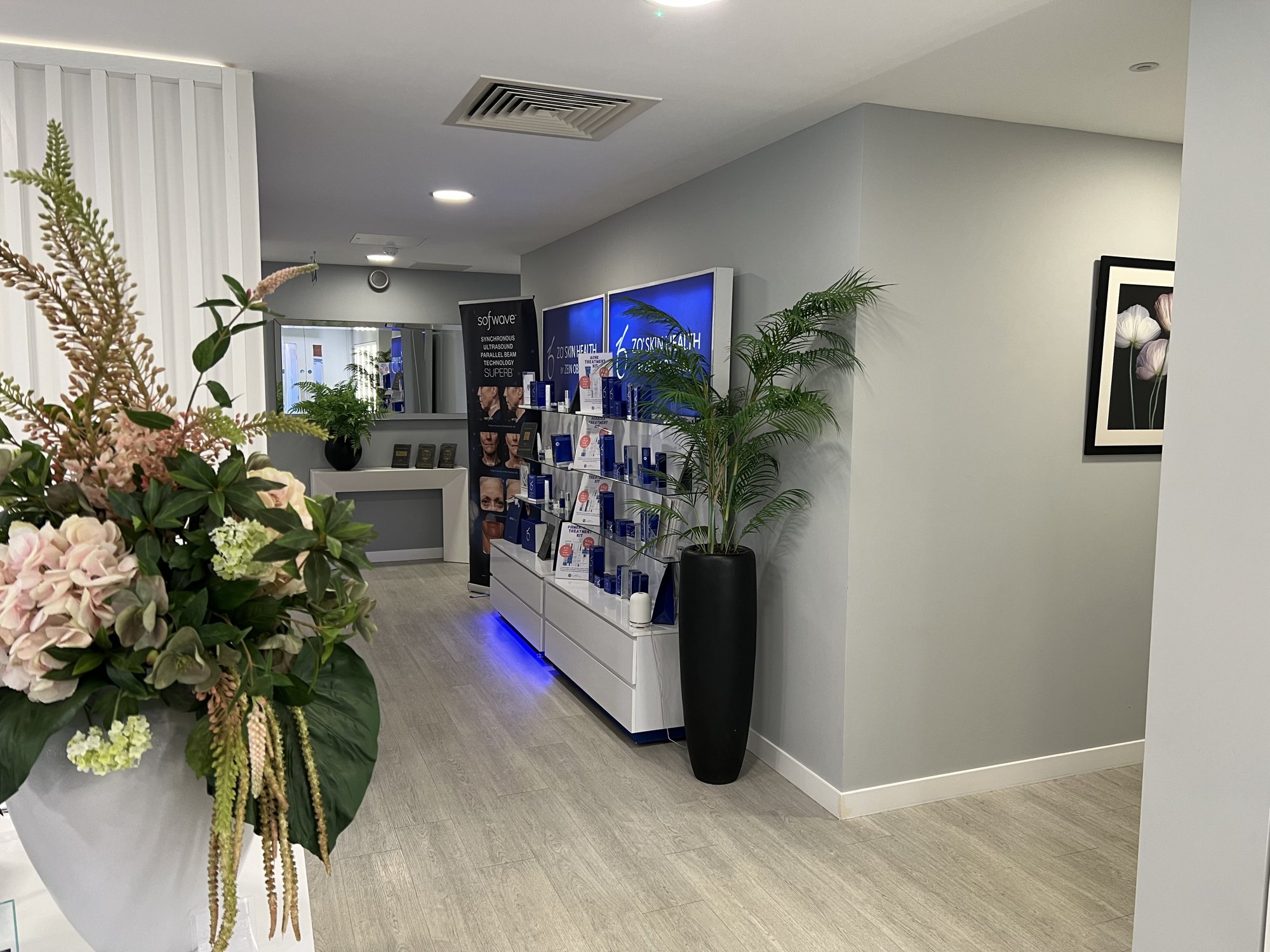 The clinic reception and retail space