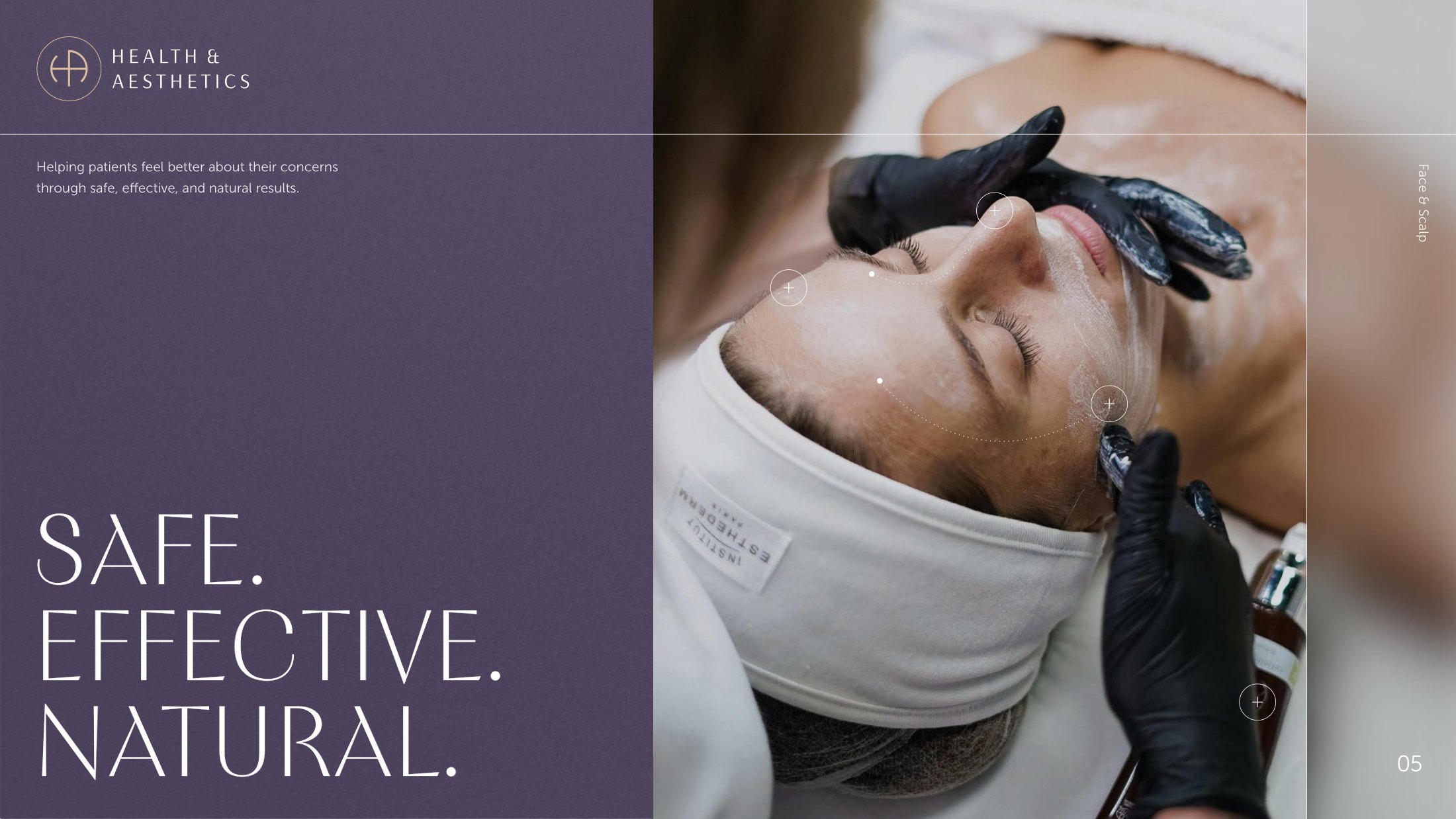 Safe. Effective. Natural. the brand promise across a treatment image