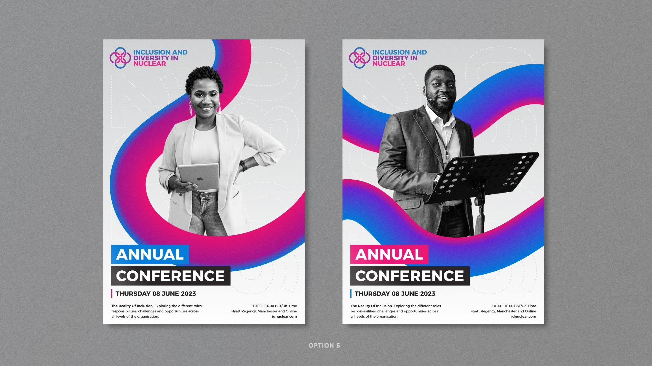 Conference poster route five, cut-out member portraits