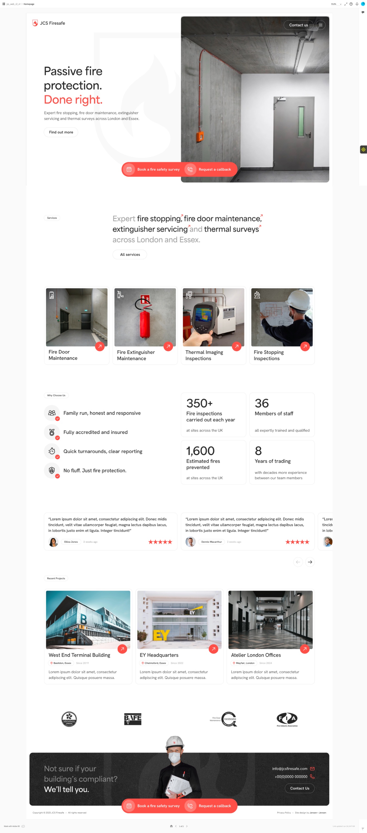 JCS Firesafe website, home page