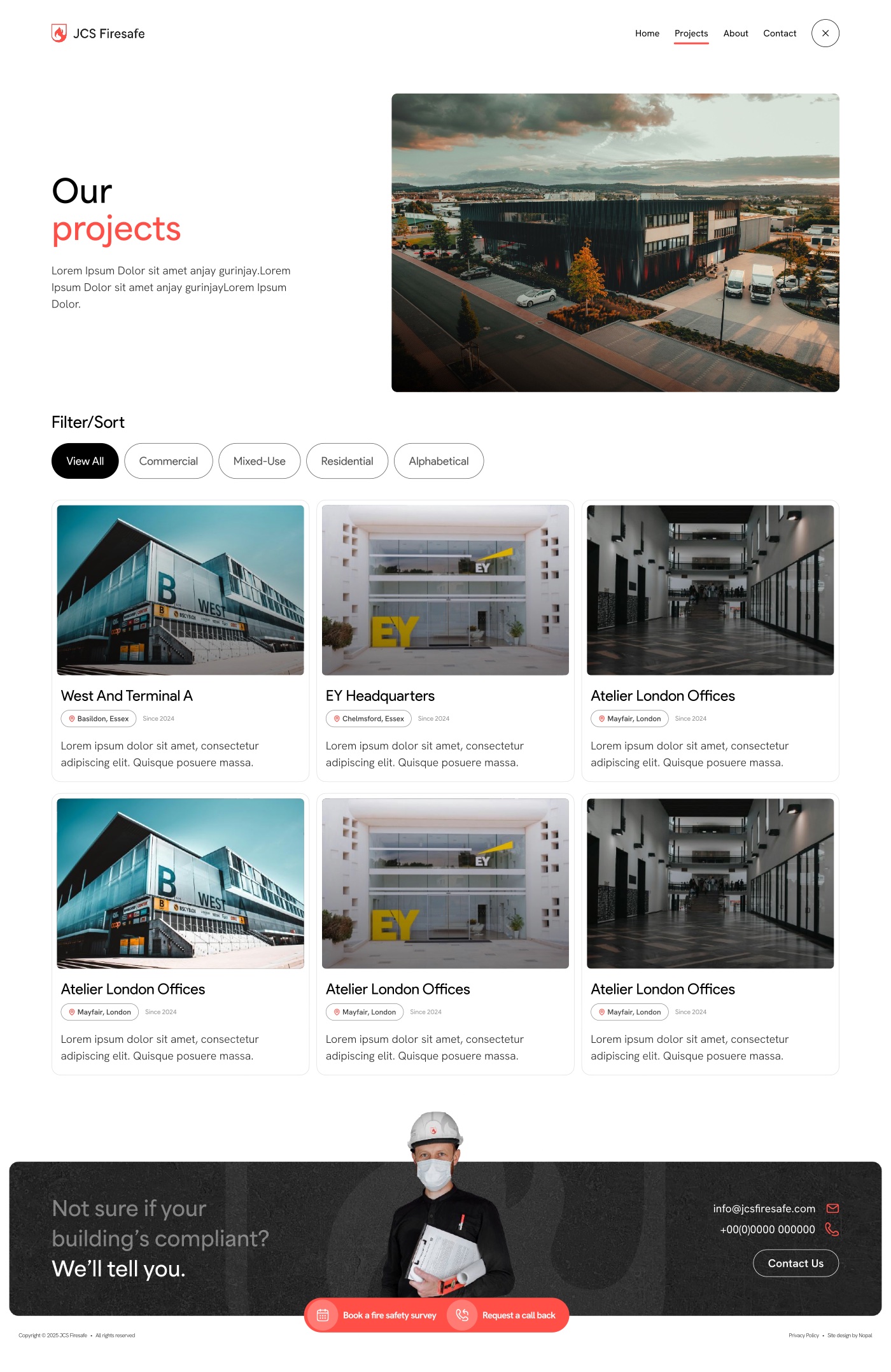 JCS Firesafe website, projects