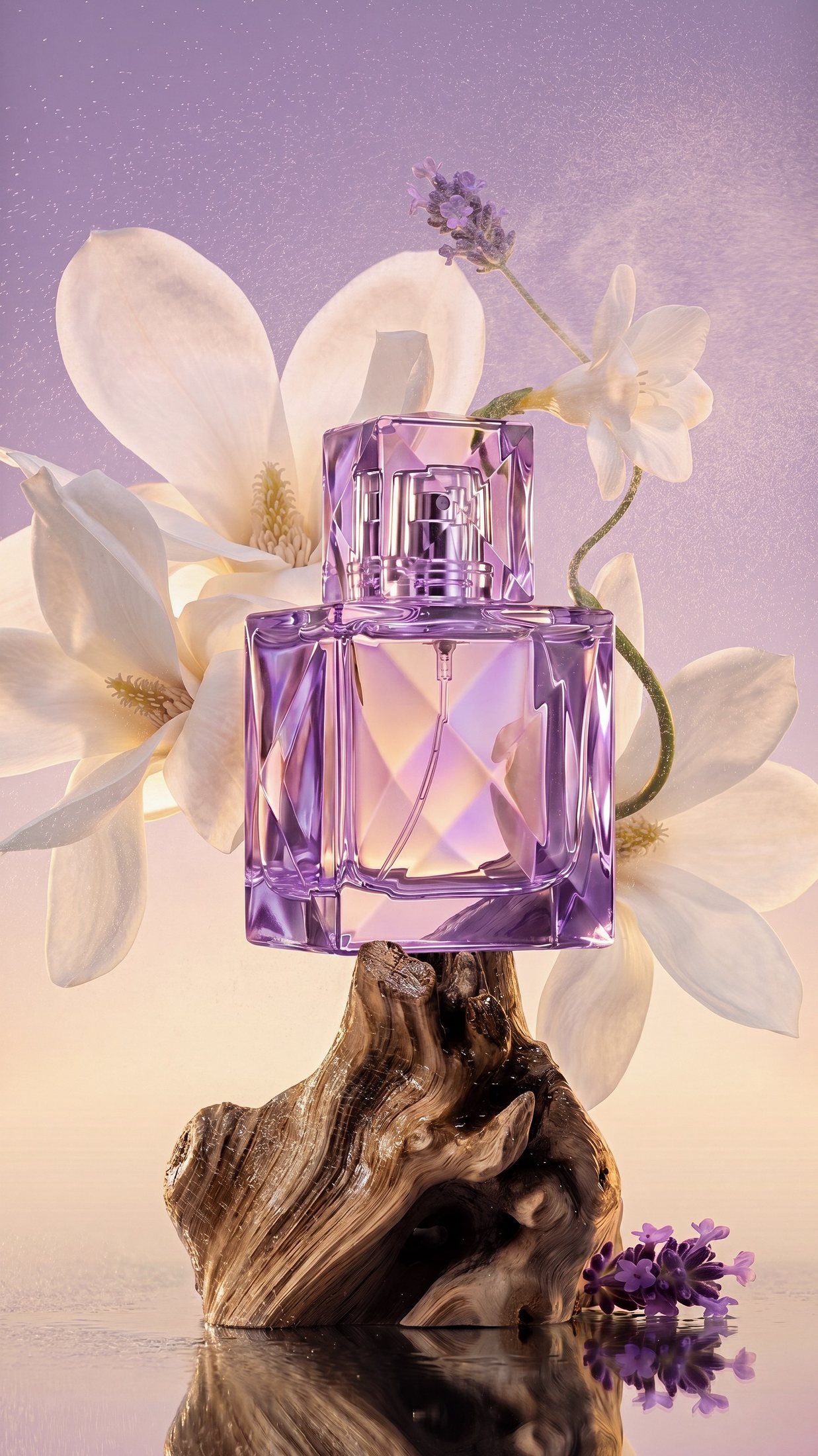 Almost Always eau de parfum on driftwood with magnolia and lavender