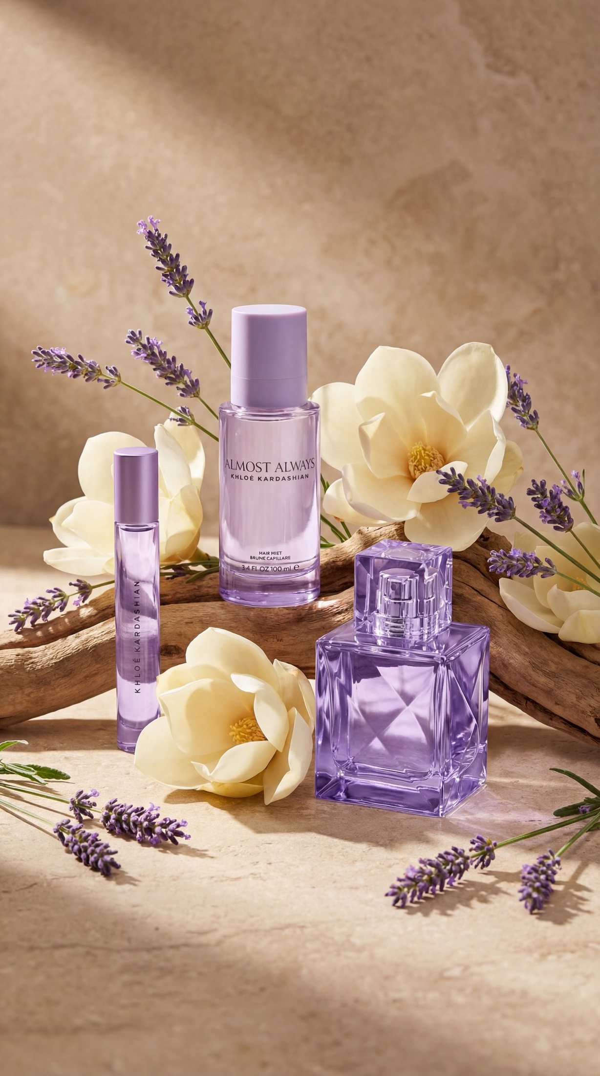 The three-scent Khlo&eacute; Kardashian range shot together as a gifting set