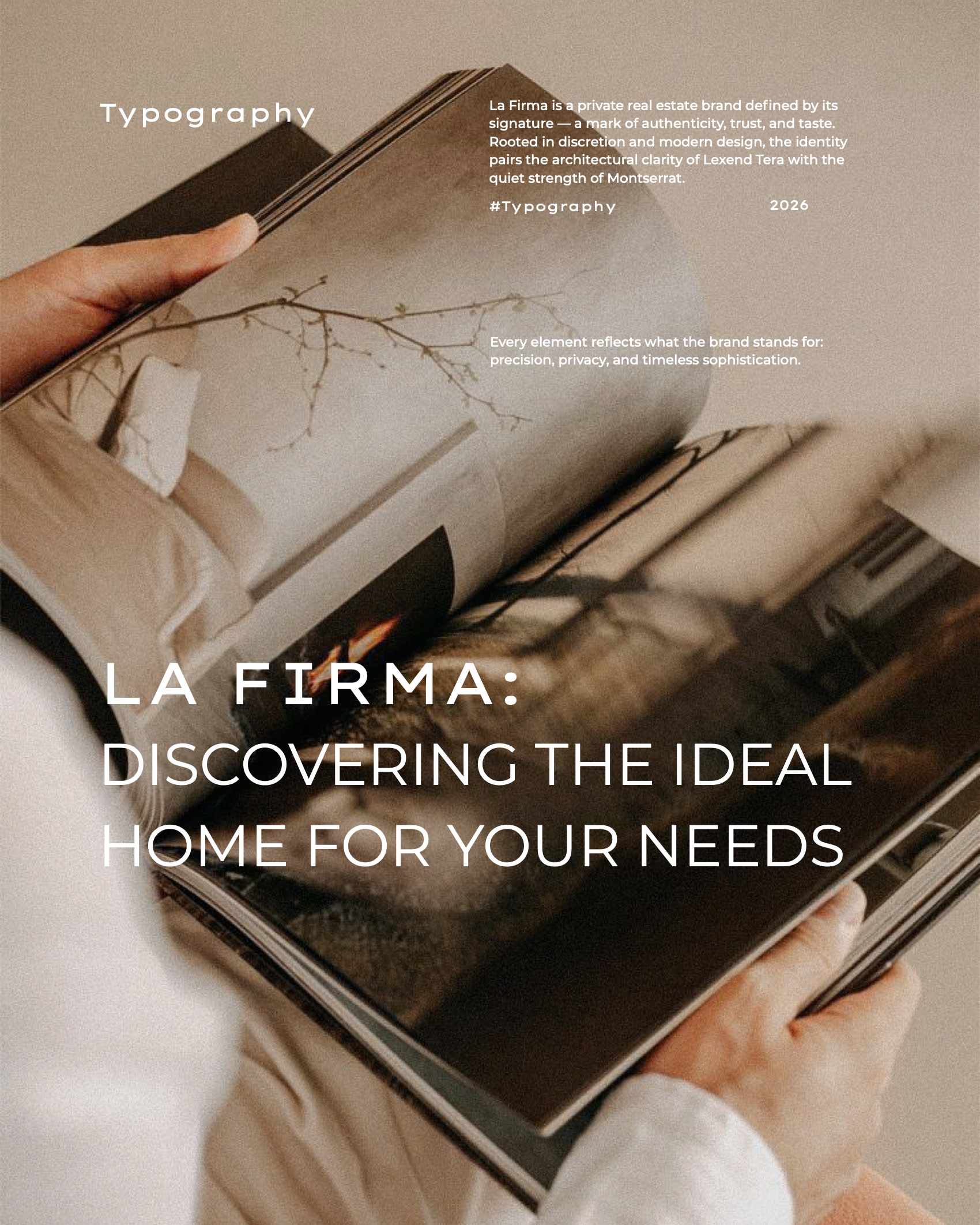 The La Firma brand book, open on a typography spread