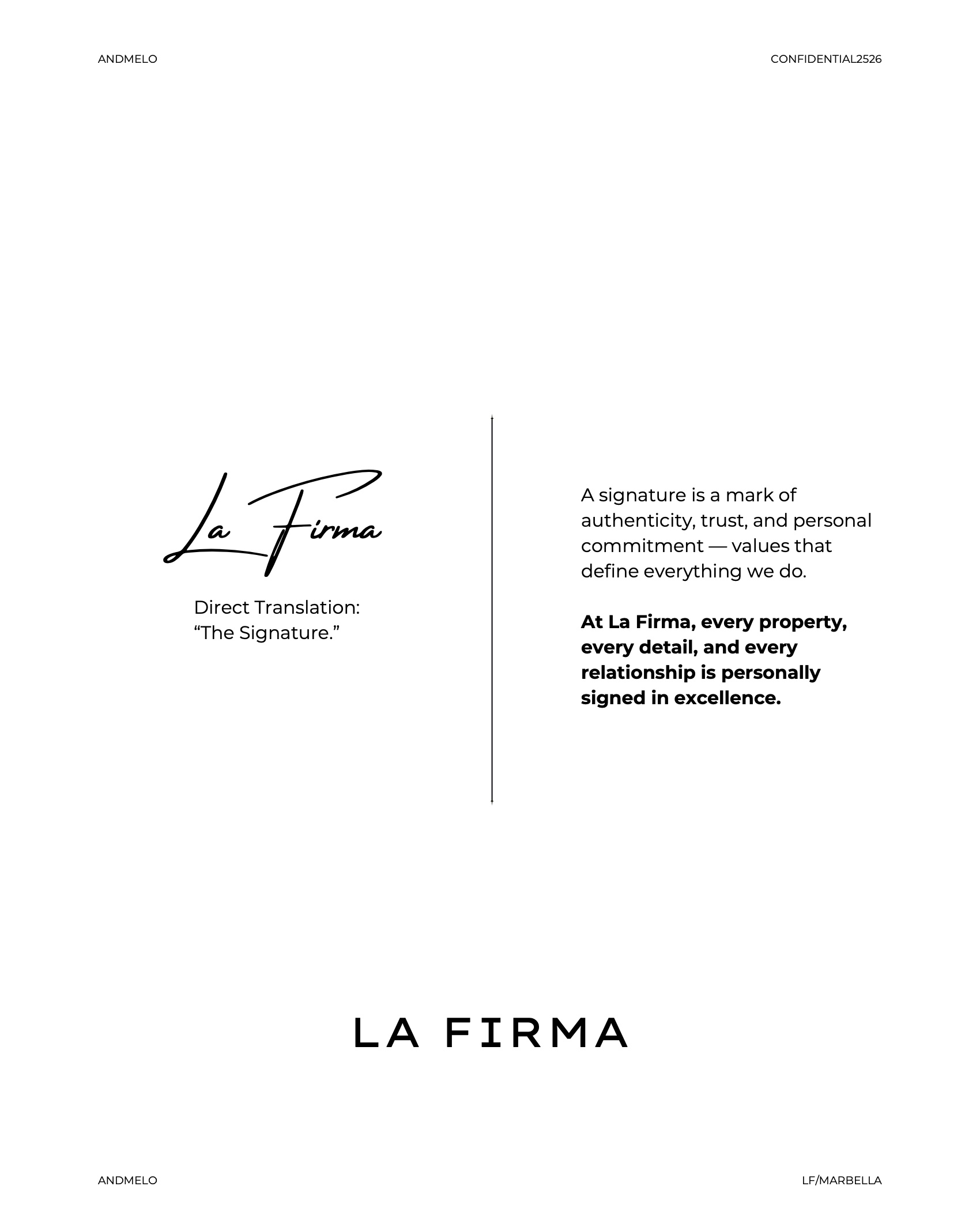Brand book spread explaining the meaning of the name