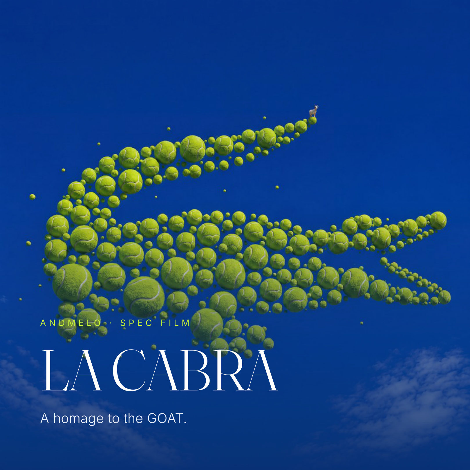 La Cabra title card, the crocodile silhouette formed entirely from tennis balls