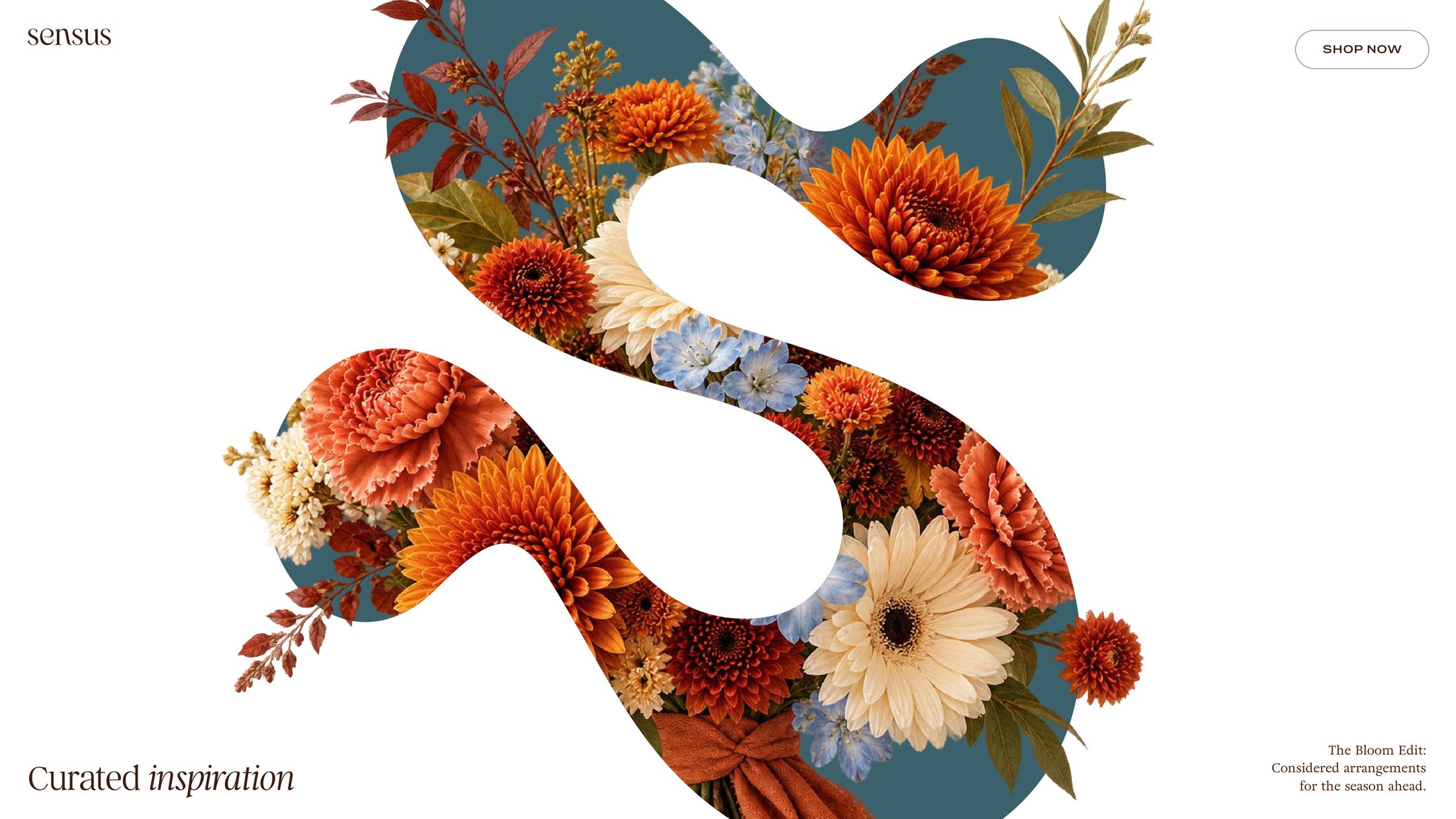 The monogram rendered as a floral composition for The Bloom Edit