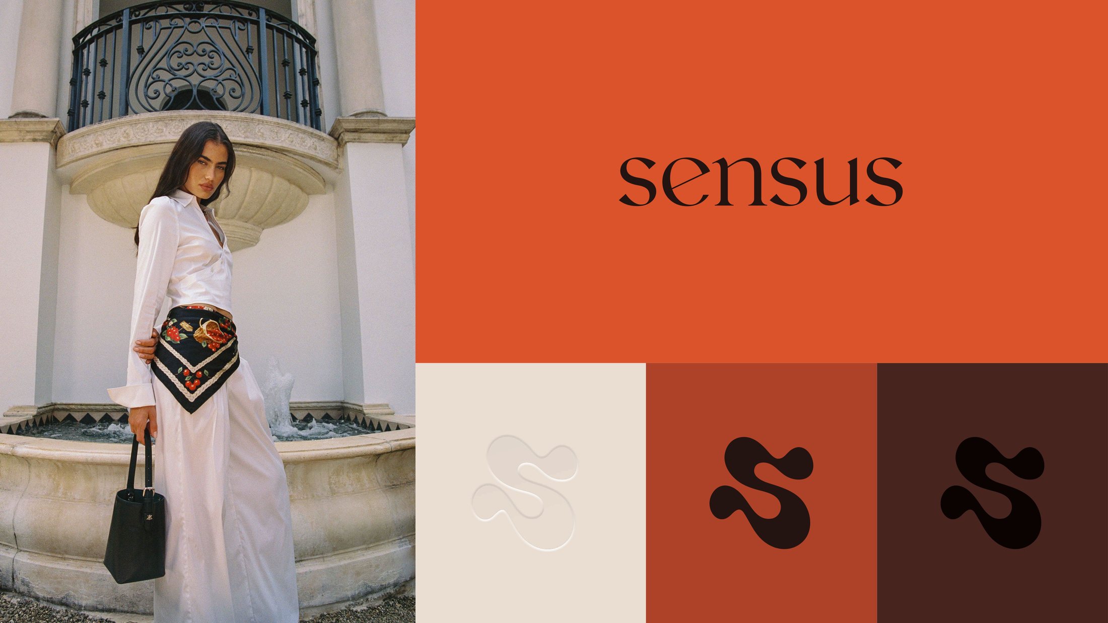 The S monogram used as a graphic device across colour blocks