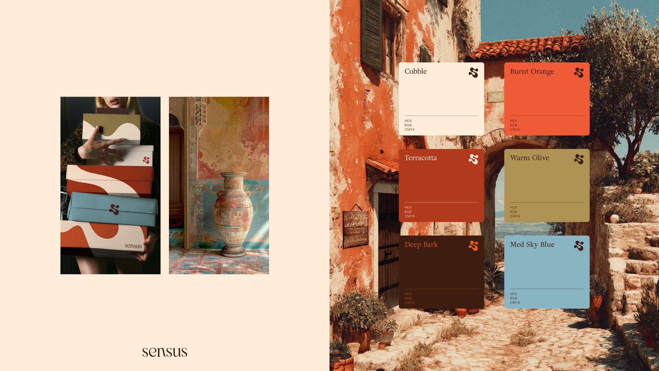 Alternate palette board with the same six tones against location photography