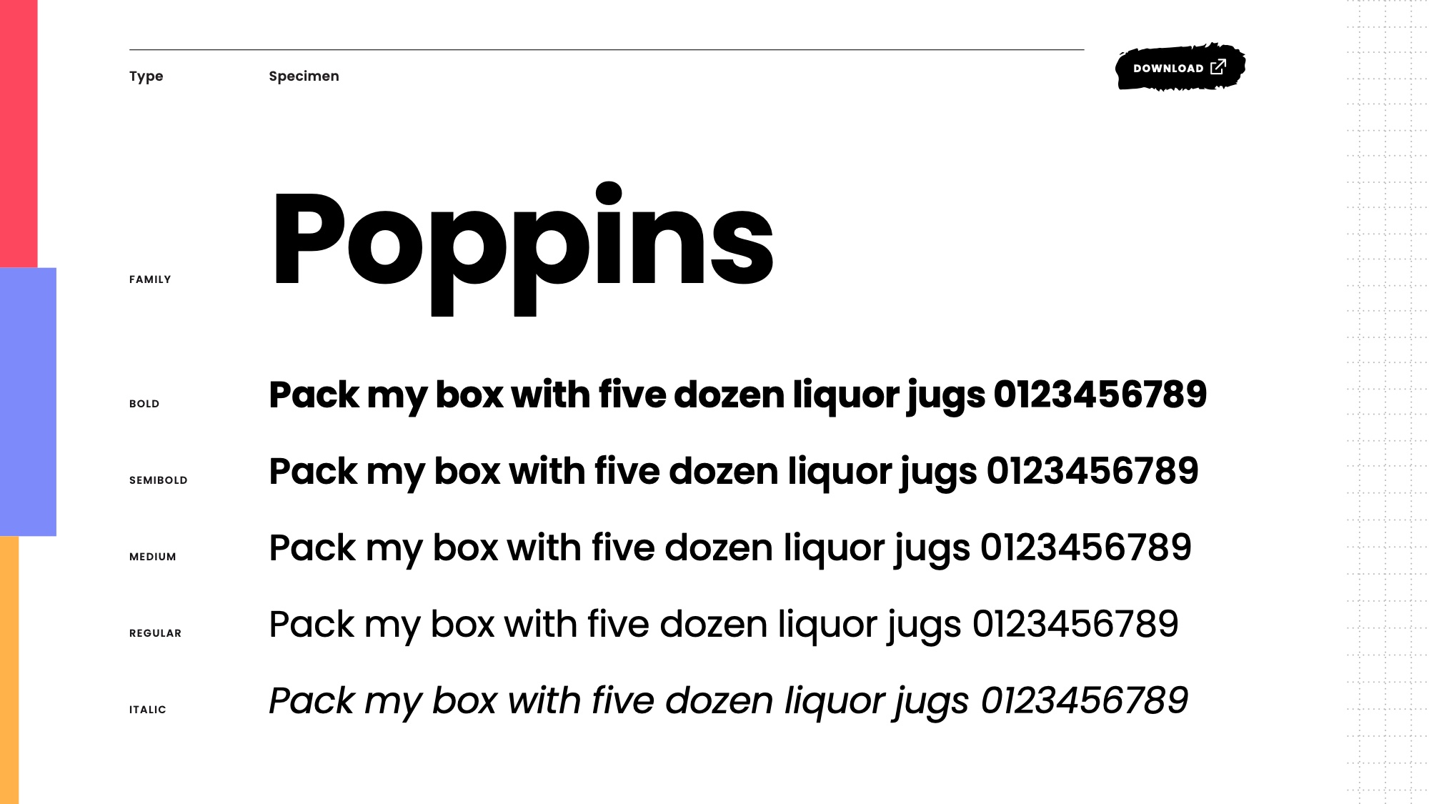 Typography: Poppins across weights