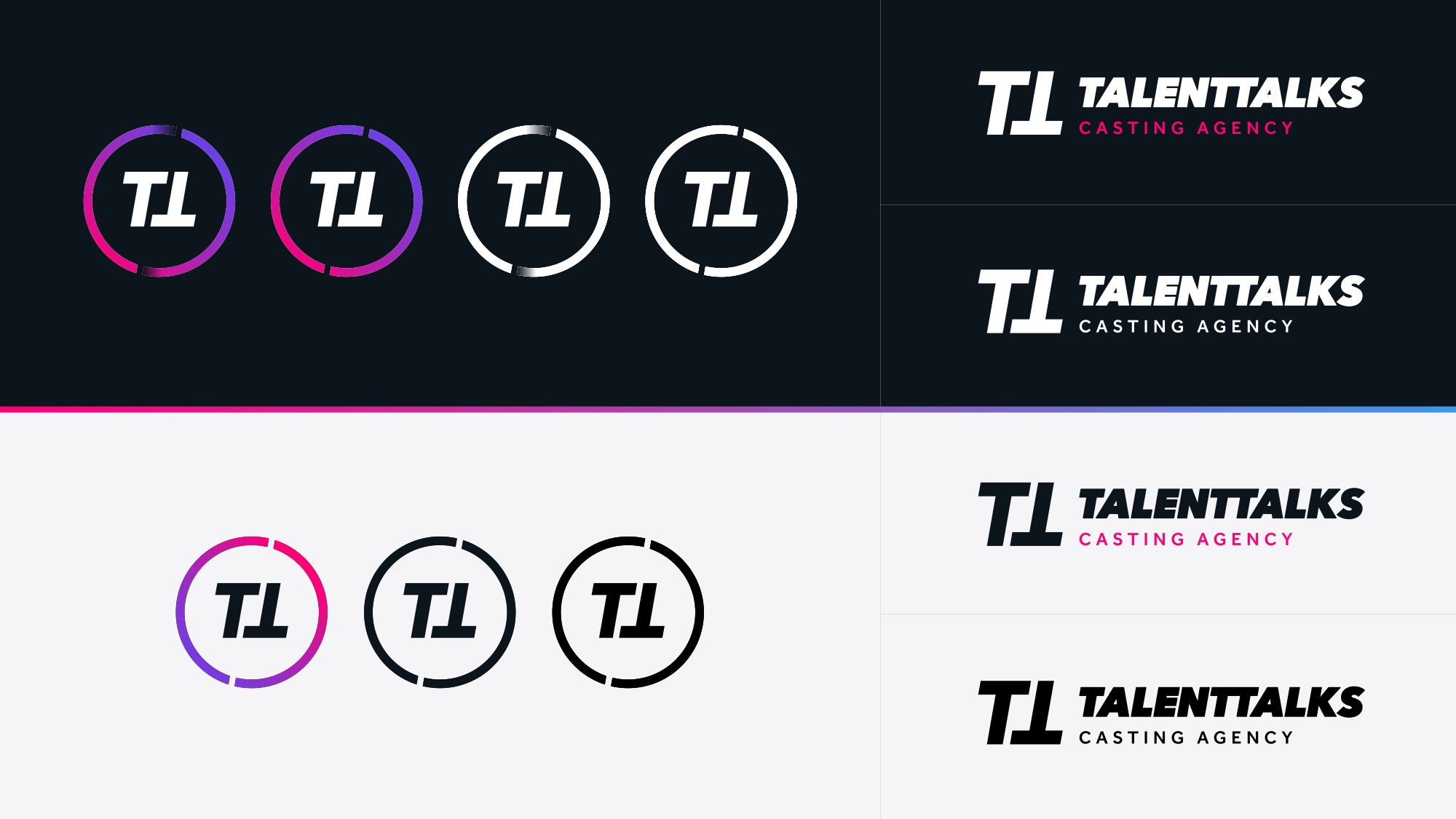 Logo variants across grounds and lockup arrangements