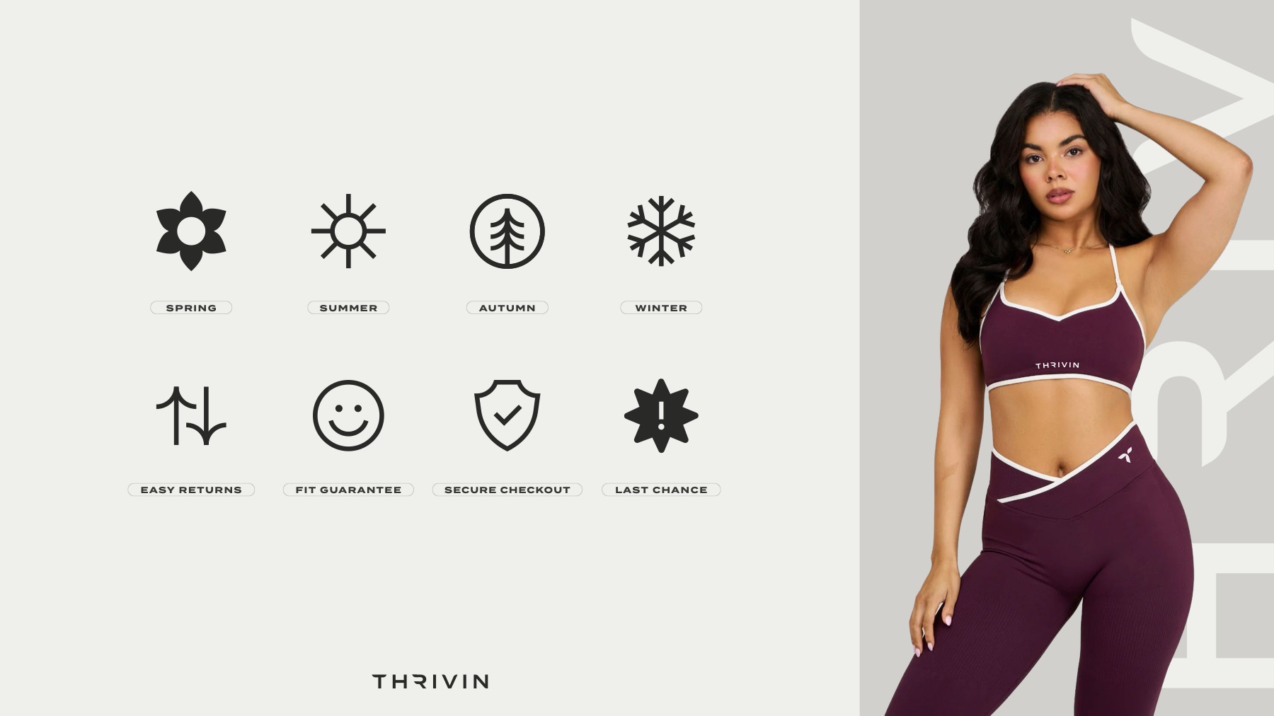 Thrivin icon system for seasons and product attributes