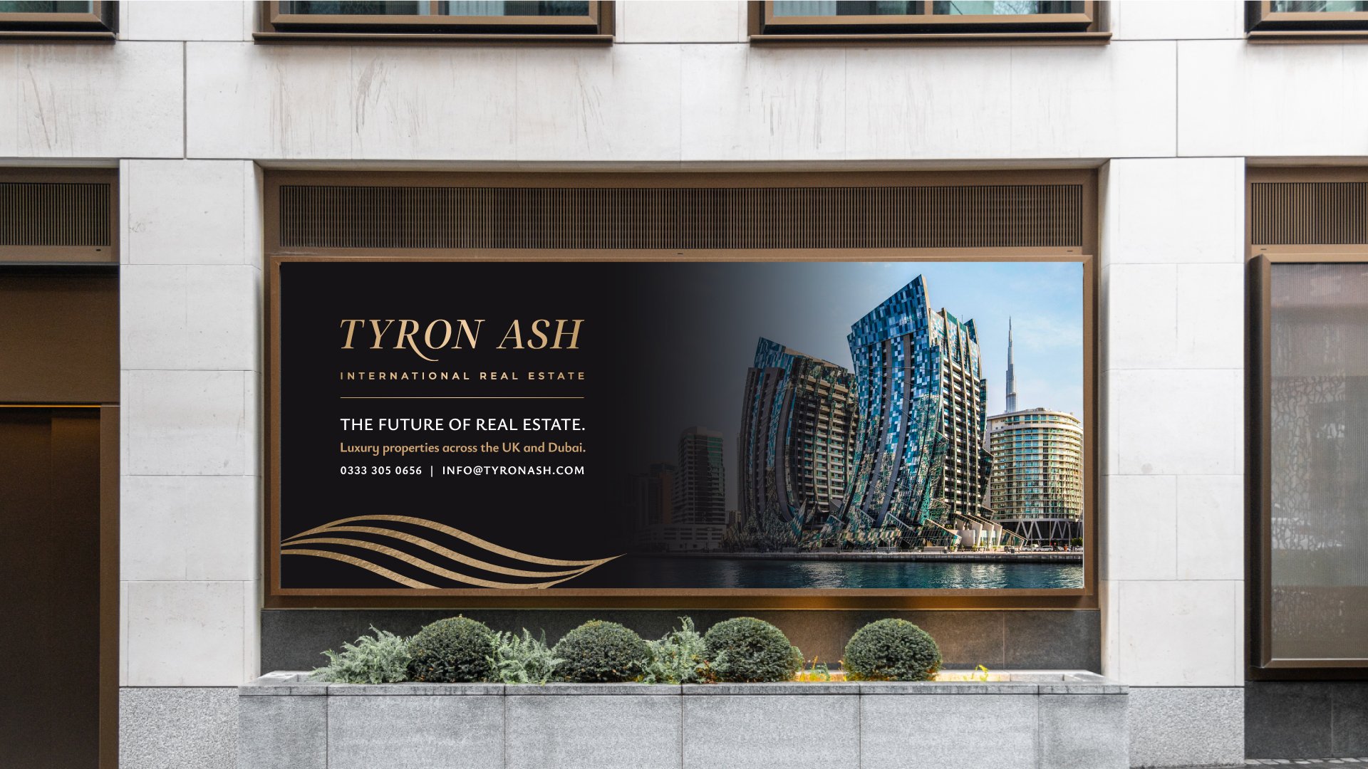 The Tyron Ash shopfront, with the brand applied at full width