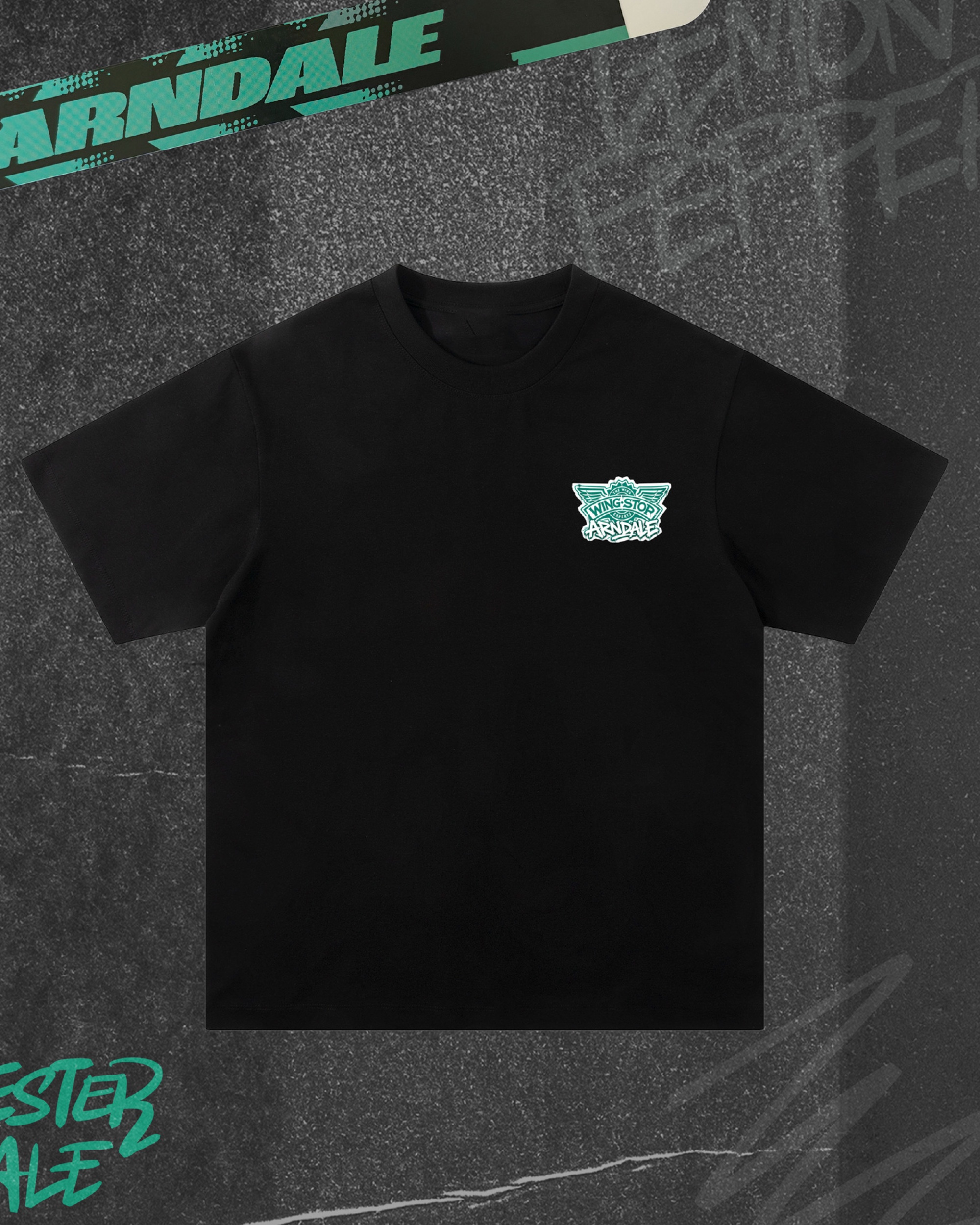 Graphic tee, small winged Arndale crest on the chest