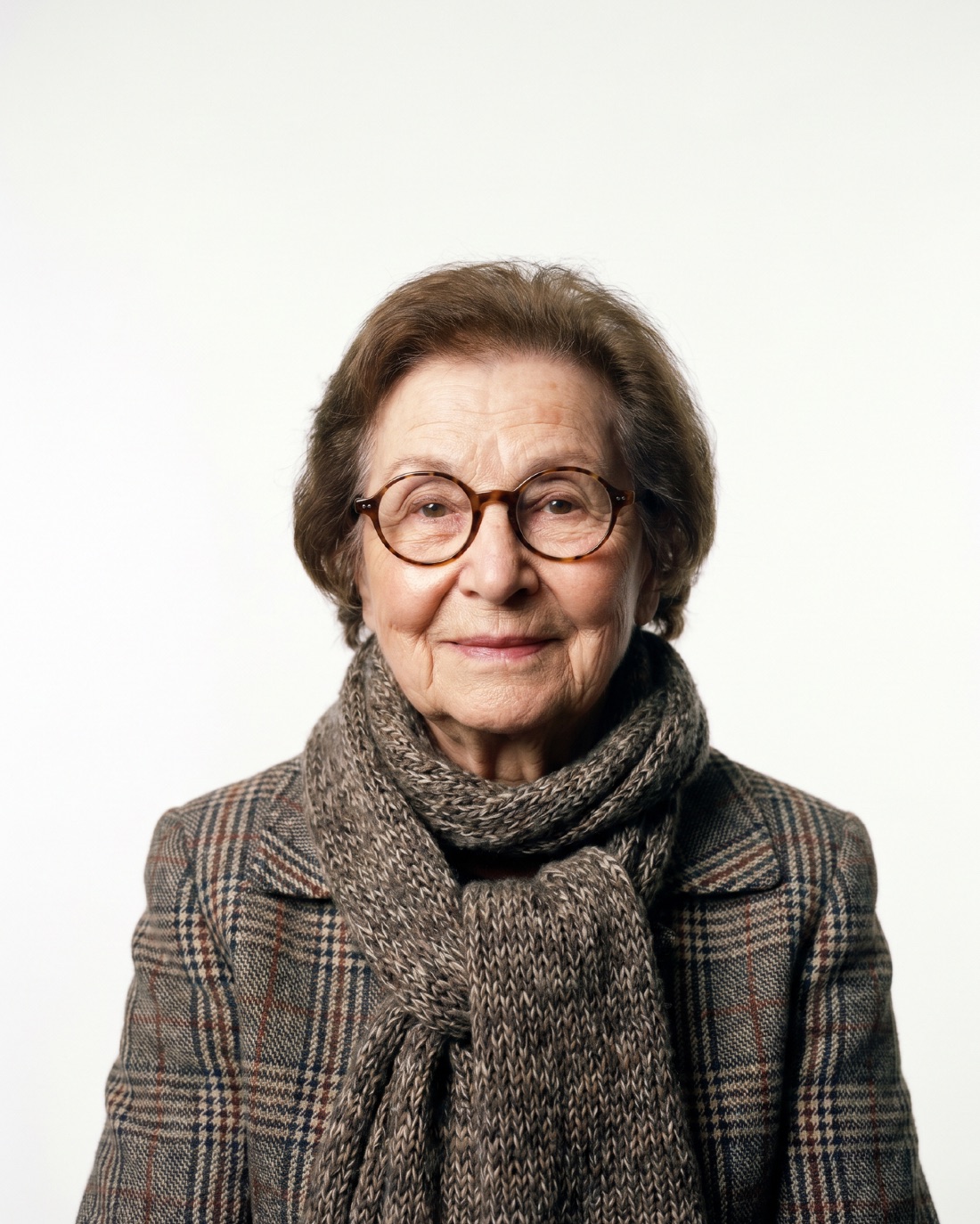 Casting portrait: glasses and a wool scarf
